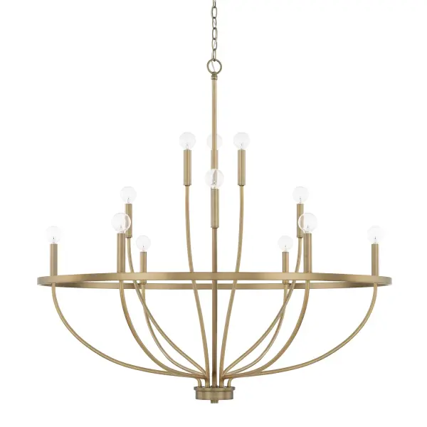 Greyson 12-Light Chandelier in Aged Brass