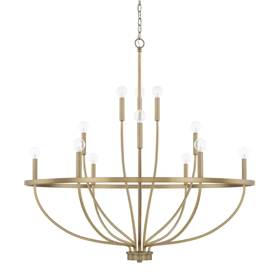Greyson 12-Light Chandelier in Aged Brass