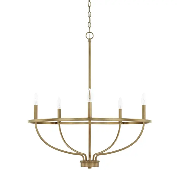 Greyson 5-Light Chandelier in Aged Brass