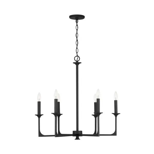 Clint 6-Light Chandelier in Black Iron