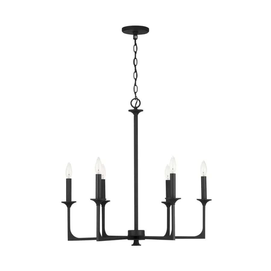 Clint 6-Light Chandelier in Black Iron