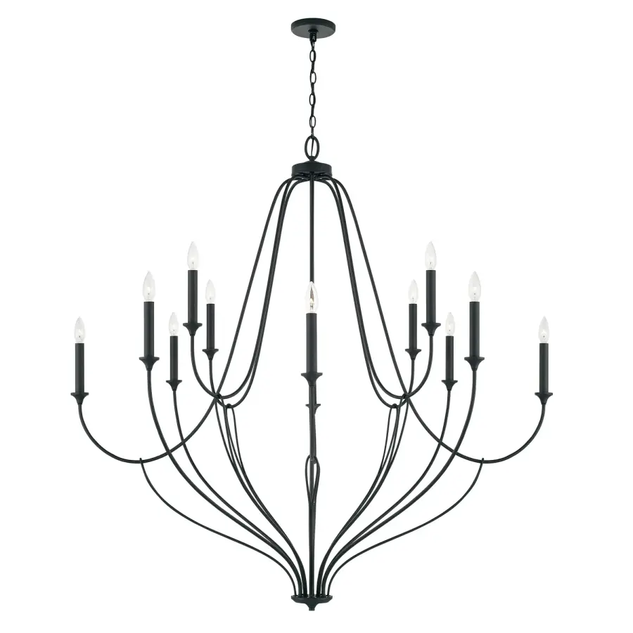 Bentley 12-Light Chandelier in Black Iron
