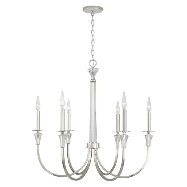 Laurent 6-Light Chandelier in Polished Nickel