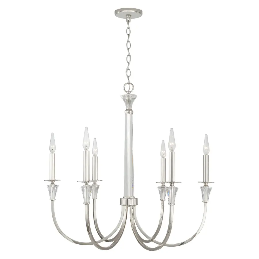 Laurent 6-Light Chandelier in Polished Nickel