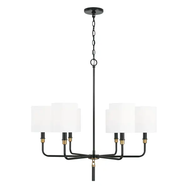 Beckham 6-Light Chandelier in Glossy Black and Aged Brass
