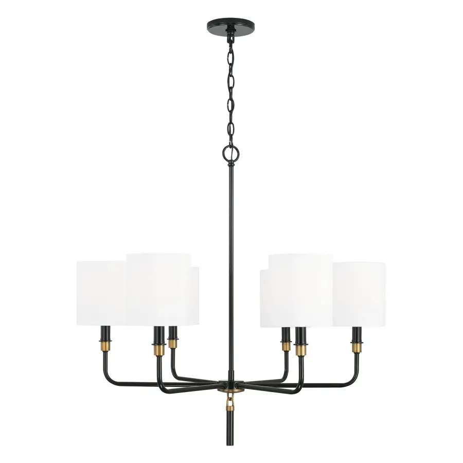 Beckham 6-Light Chandelier in Glossy Black and Aged Brass