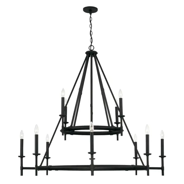 Grand 12-Light Statement Chandelier with Industrial Elegance