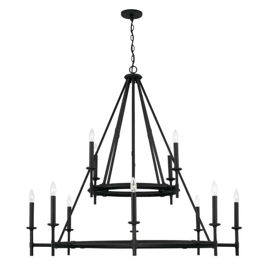 Grand 12-Light Statement Chandelier with Industrial Elegance