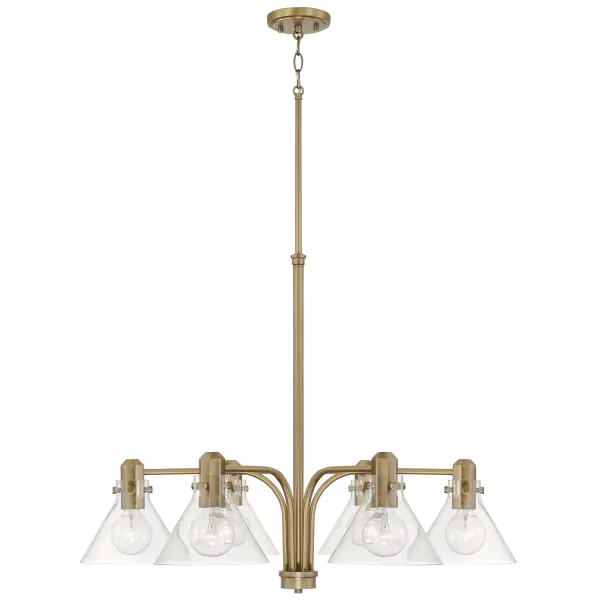 Sophisticated 6-Light Statement Piece with Warm Aged Brass Finish