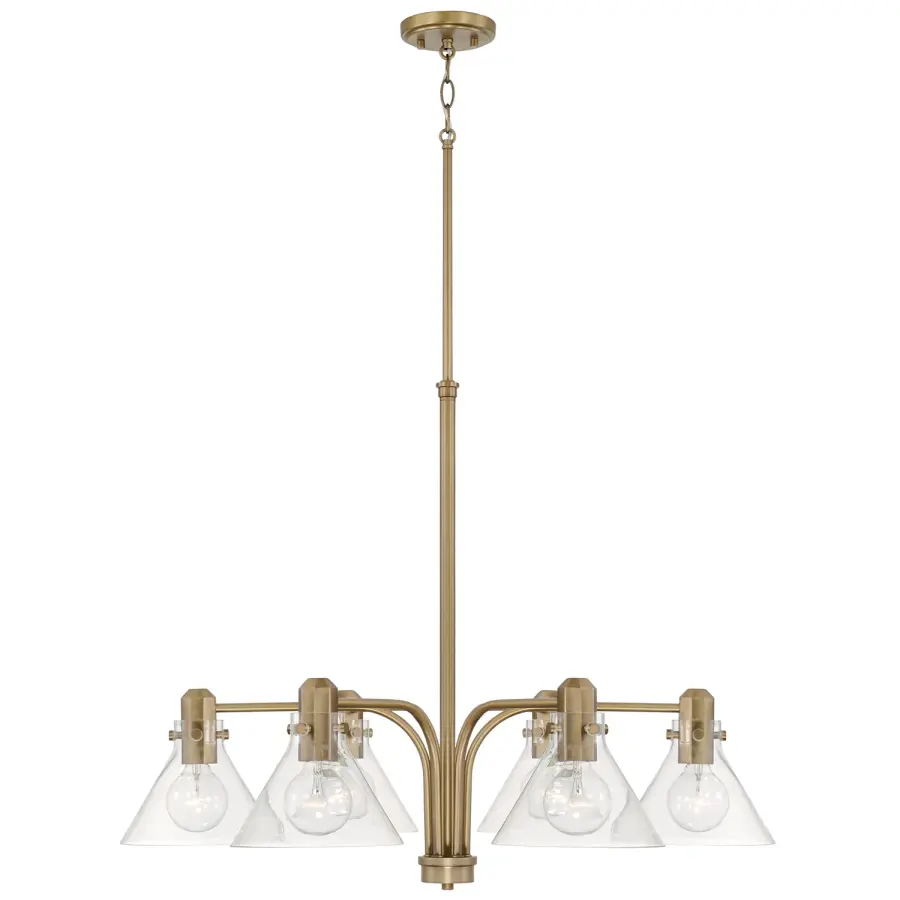 Sophisticated 6-Light Statement Piece with Warm Aged Brass Finish