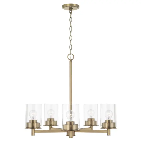 Mason 5-Light Chandelier in Aged Brass