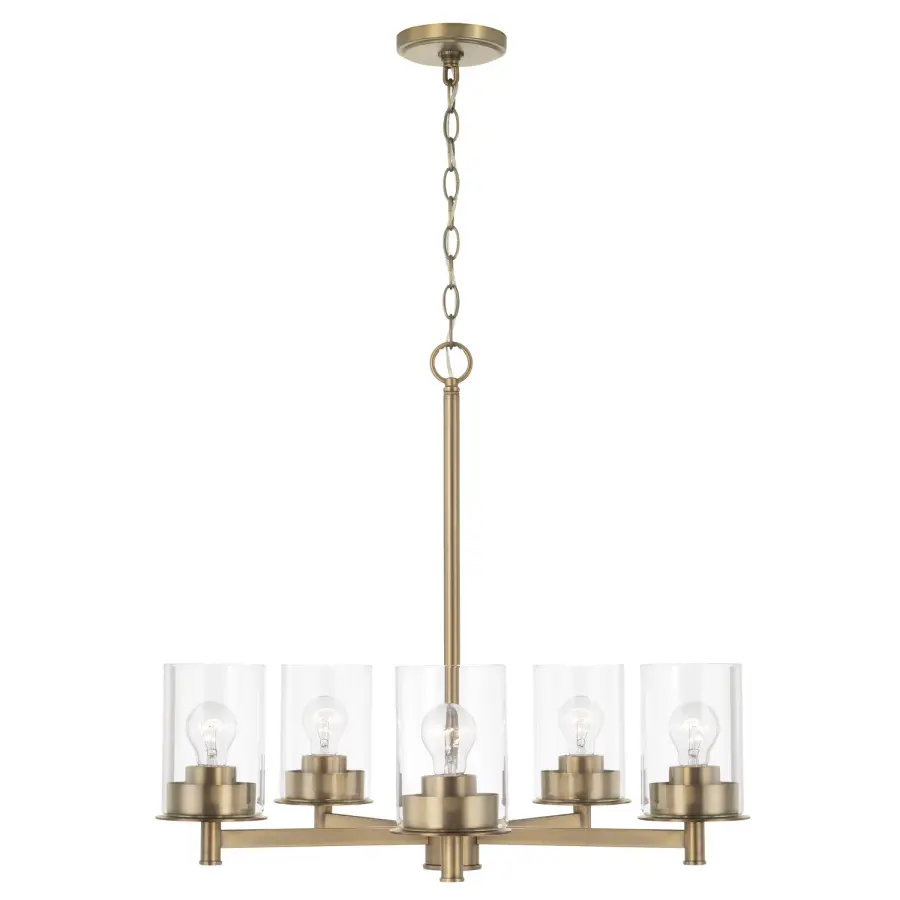 Mason 5-Light Chandelier in Aged Brass