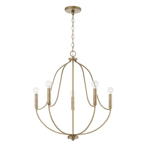 Madison 5-Light Chandelier in Aged Brass