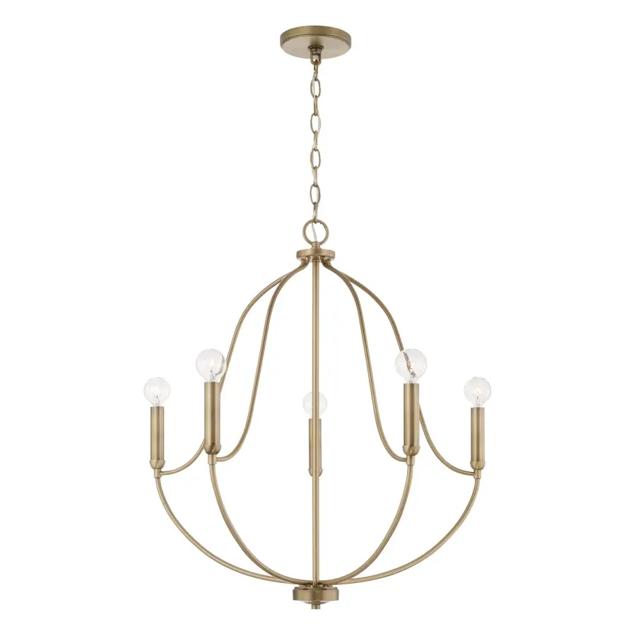 Madison 5-Light Chandelier in Aged Brass