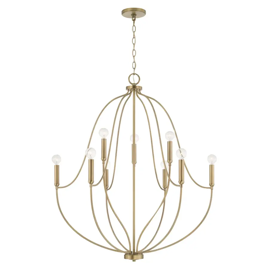 Madison 9-Light Chandelier in Aged Brass