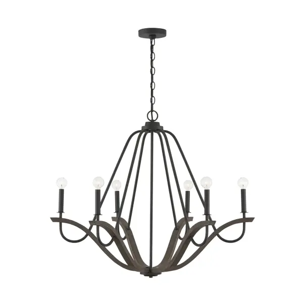 Clive 6-Light Chandelier in Carbon Grey and Black Iron