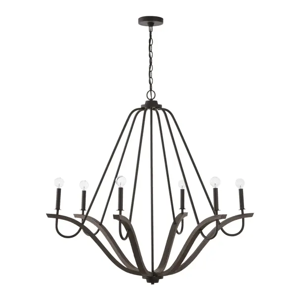 Clive 6-Light Chandelier in Carbon Grey and Black Iron