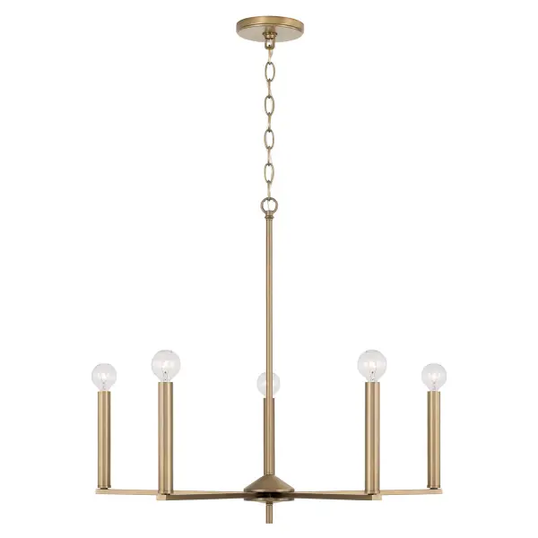 Elegant 5-Light Chandelier with Timeless Aged Brass Finish