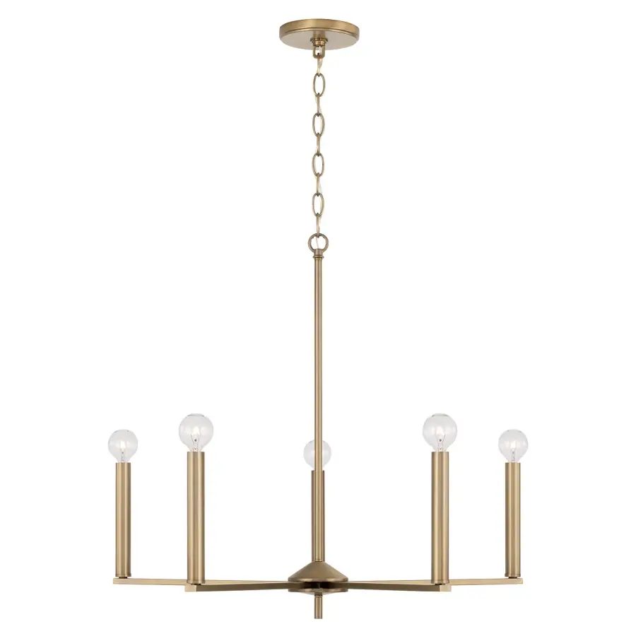 Elegant 5-Light Chandelier with Timeless Aged Brass Finish