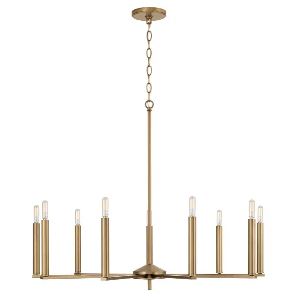 Grand 9-Light Statement Chandelier with Warm Aged Brass Finish