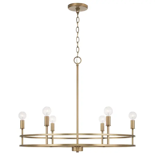 Fuller 6-Light Chandelier in Aged Brass