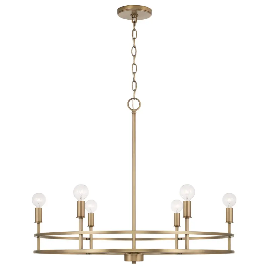 Fuller 6-Light Chandelier in Aged Brass