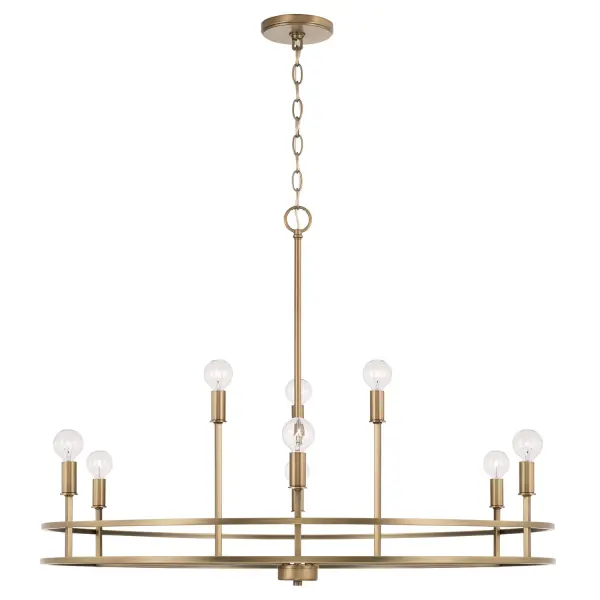 Fuller 9-Light Chandelier in Aged Brass