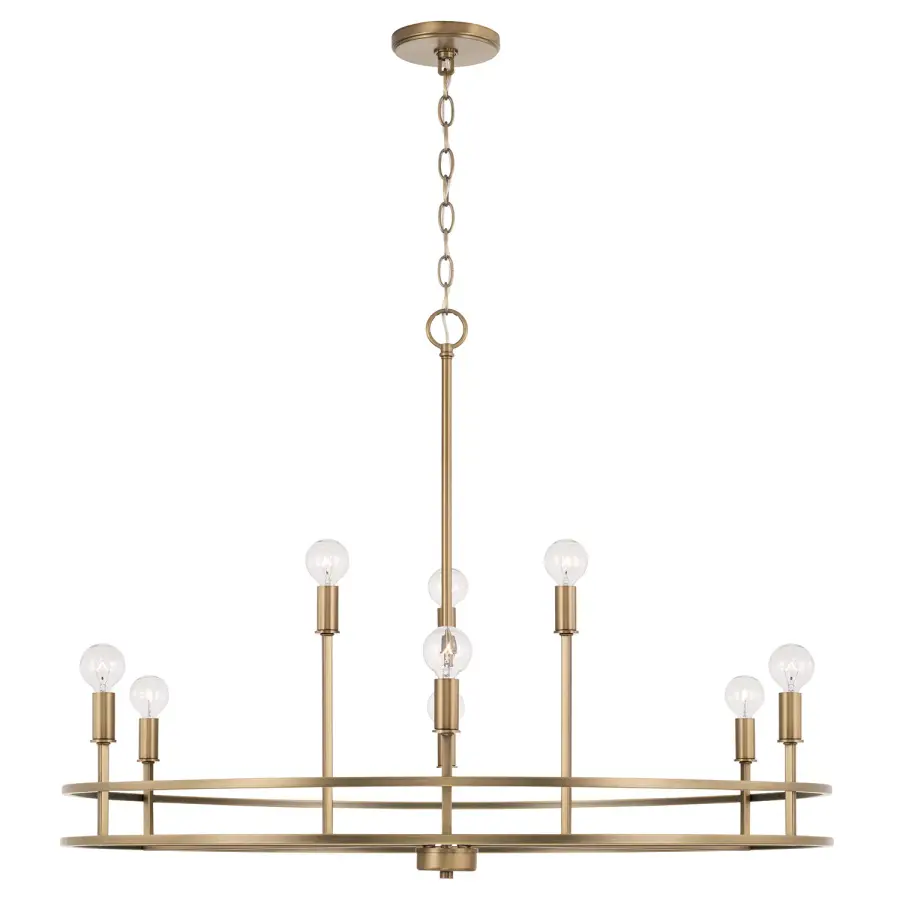 Fuller 9-Light Chandelier in Aged Brass