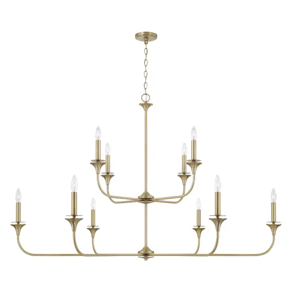 Grand Statement Chandelier with Warm Aged Brass Finish