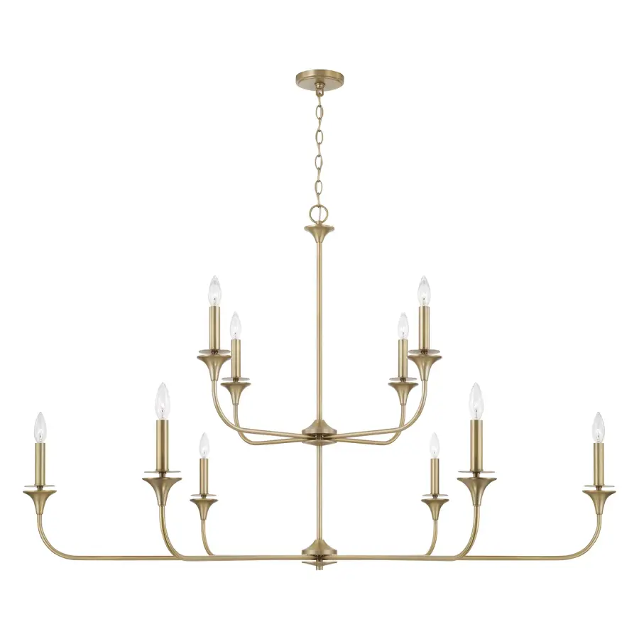 Grand Statement Chandelier with Warm Aged Brass Finish