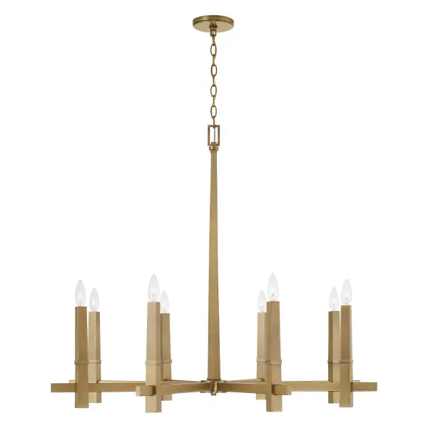 Blake 8-Light Chandelier in Aged Brass