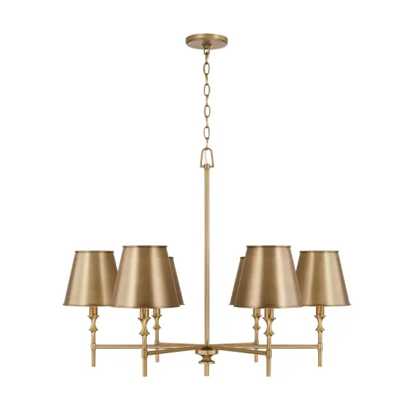 Whitney 6-Light Chandelier in Aged Brass