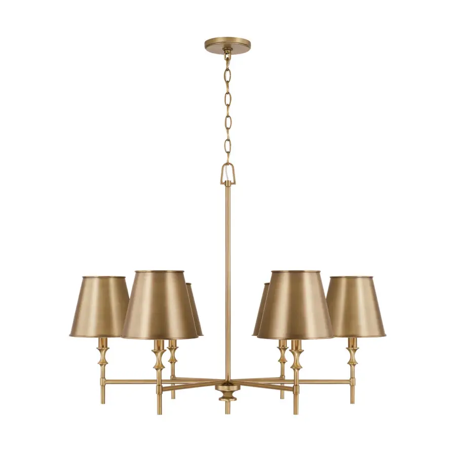 Whitney 6-Light Chandelier in Aged Brass