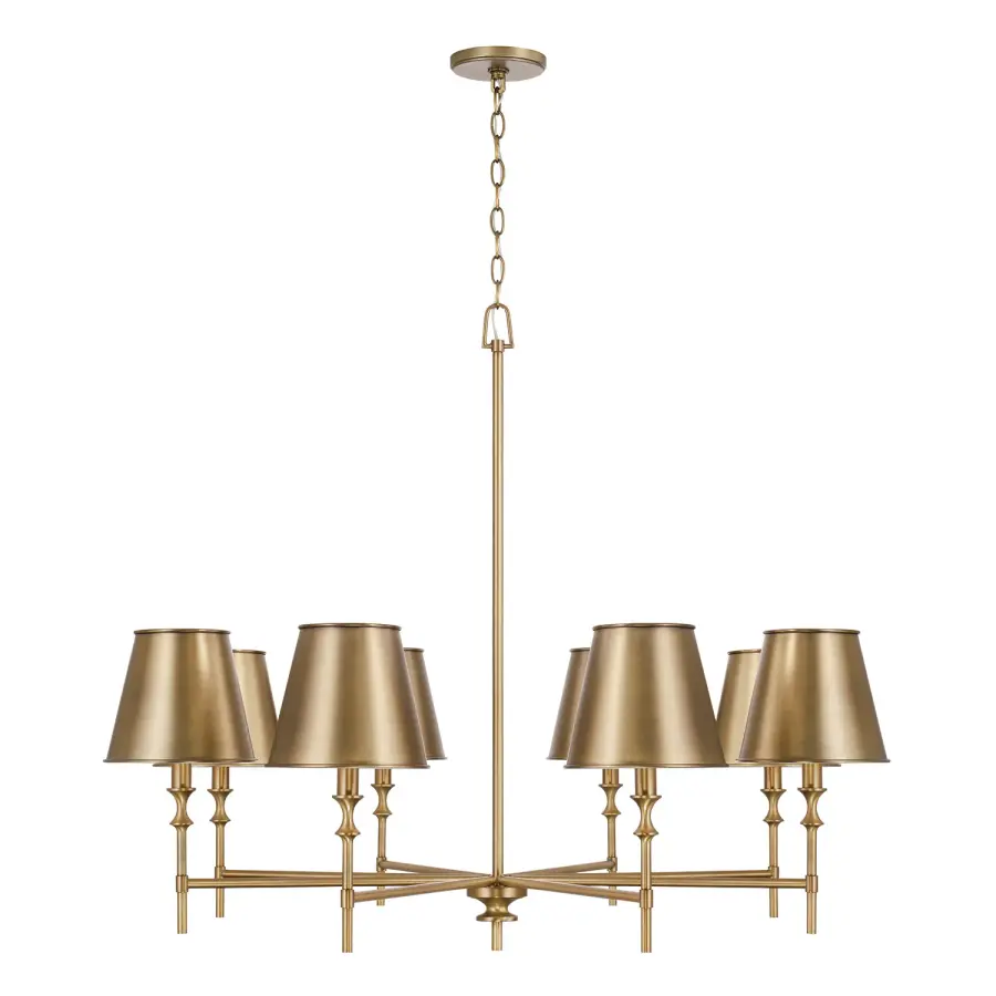 Whitney 8-Light Chandelier in Aged Brass