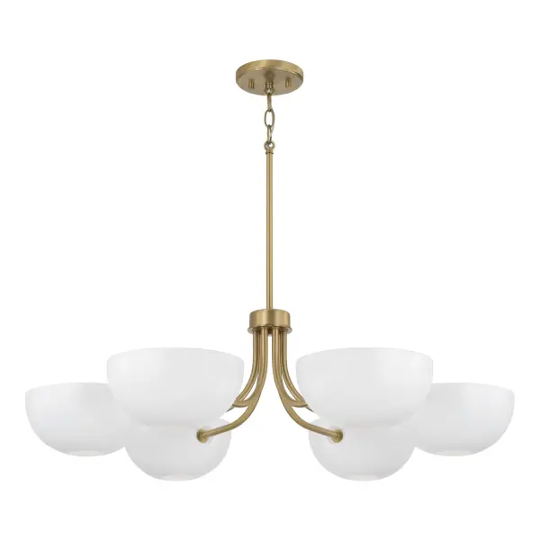 Sophisticated Linear Chandelier with Timeless Brass and White Finish
