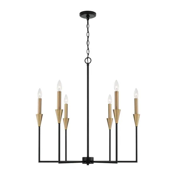 Avant 6-Light Chandelier in Aged Brass and Black