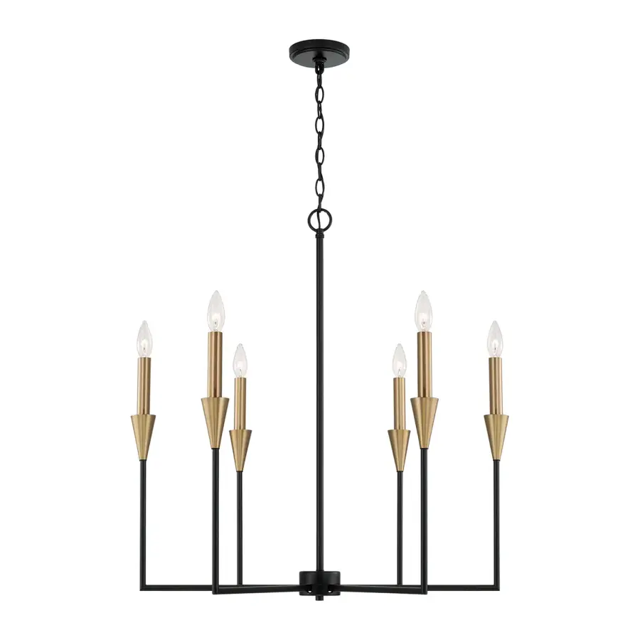 Avant 6-Light Chandelier in Aged Brass and Black