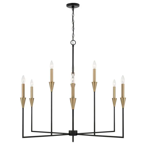 Avant 9-Light Chandelier in Aged Brass and Black