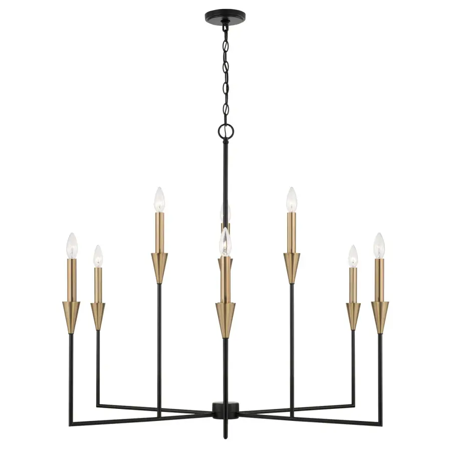 Avant 9-Light Chandelier in Aged Brass and Black