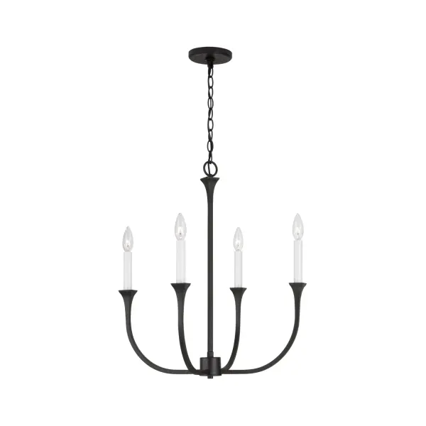 Decklan 4-Light Chandelier in Black Iron