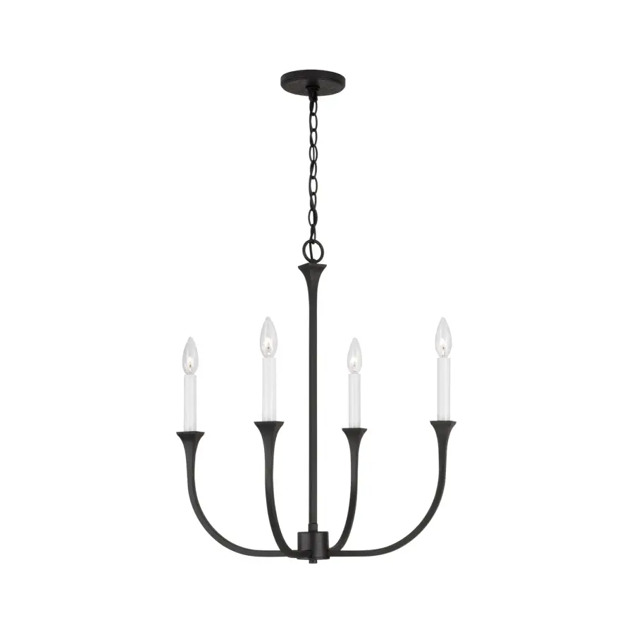 Decklan 4-Light Chandelier in Black Iron