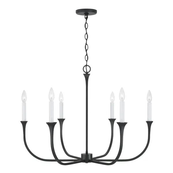 Decklan 6-Light Chandelier in Black Iron