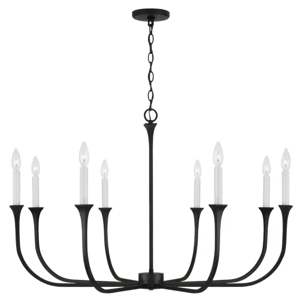 Decklan 8-Light Chandelier in Black Iron