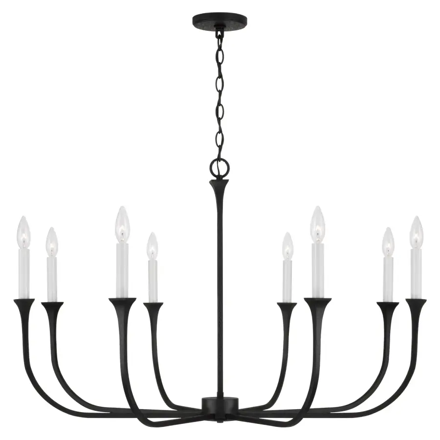 Decklan 8-Light Chandelier in Black Iron