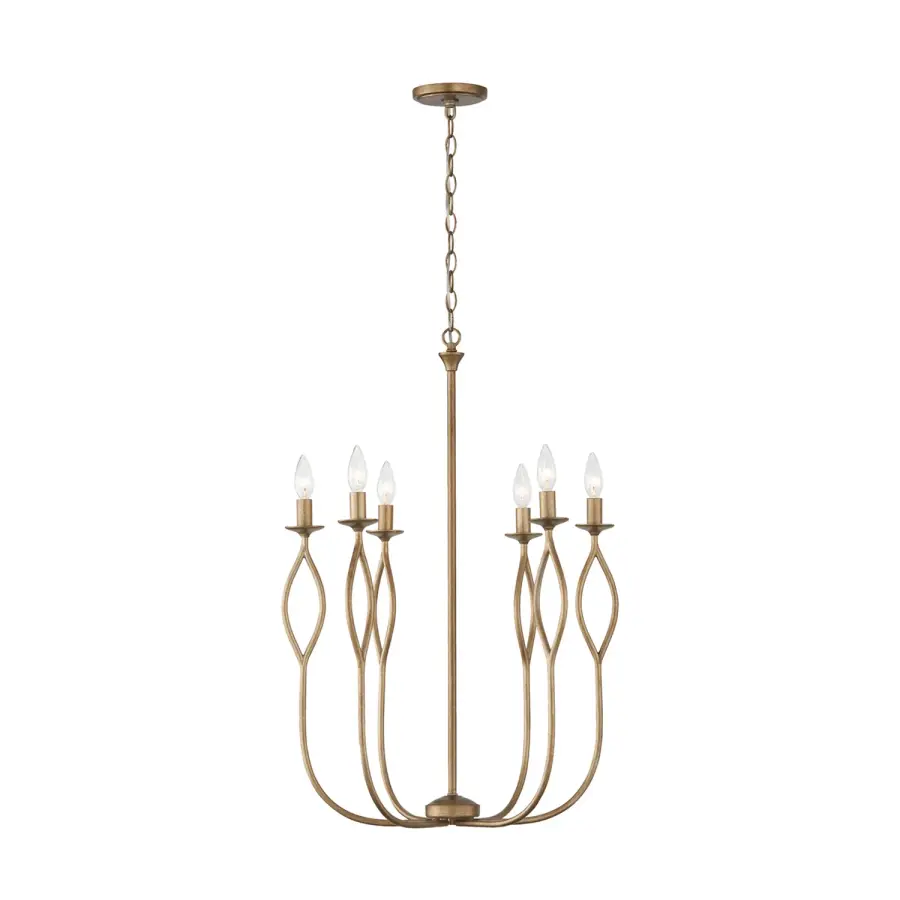 Versatile 6-Light Chandelier with Sophisticated Mystic Luster Finish