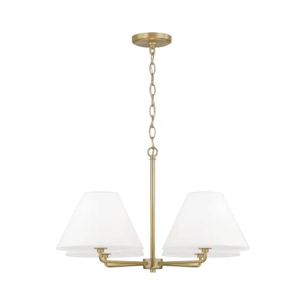 Elegant 4-Light Chandelier with Warm Matte Brass Finish