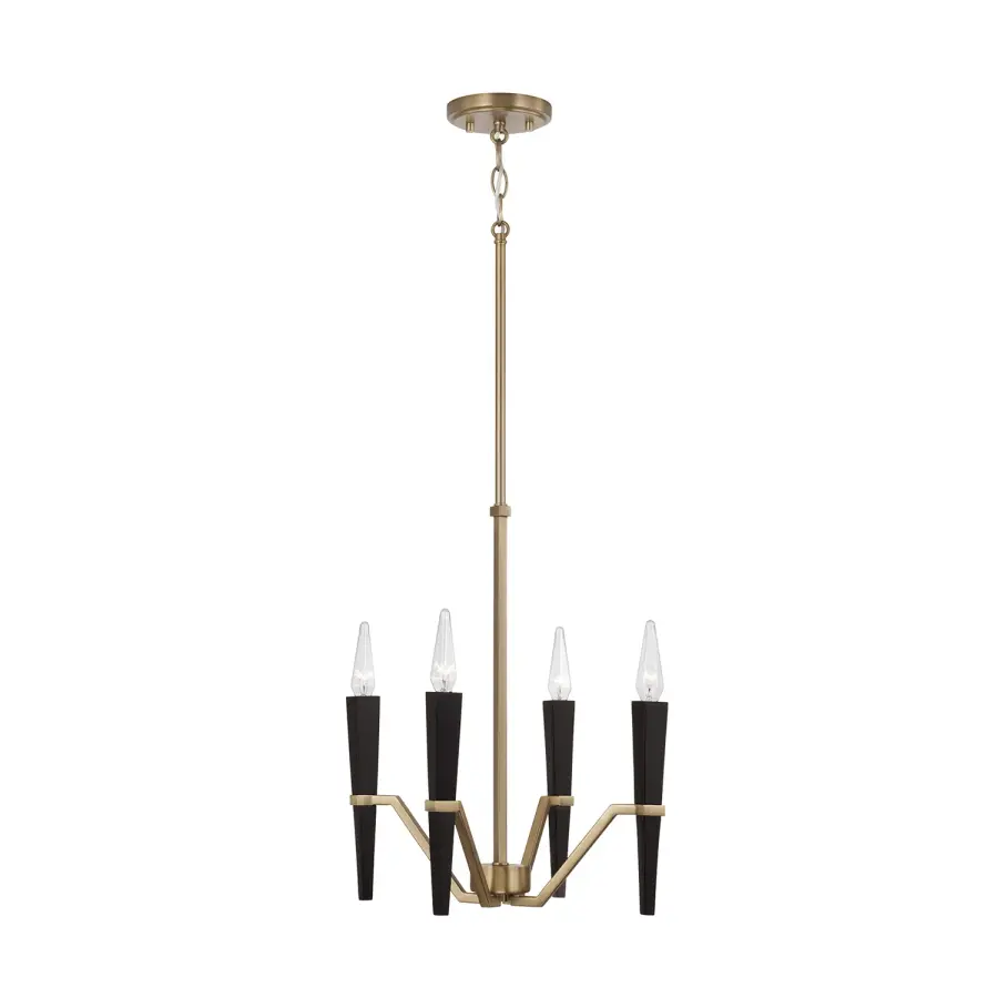 Enzo 4-Light Chandelier in Aged Brass and Black
