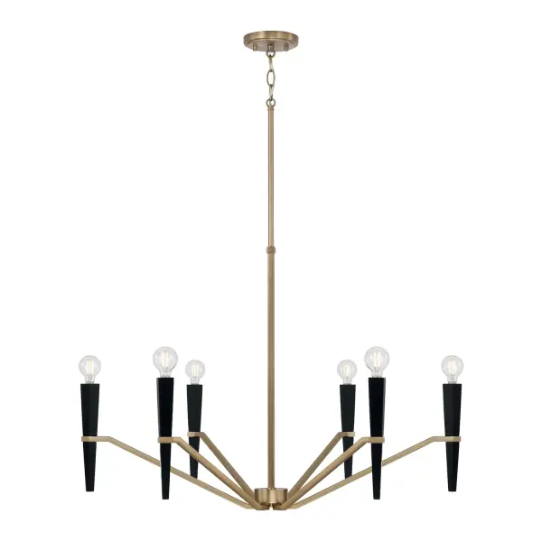Enzo 6-Light Chandelier in Aged Brass and Black