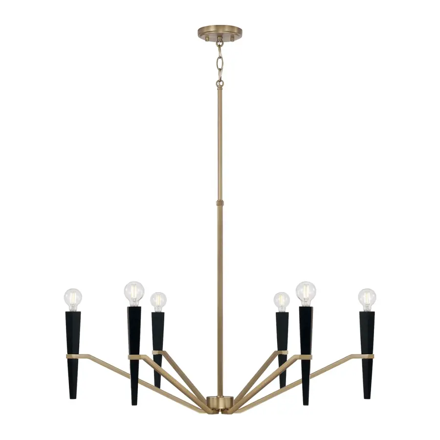 Enzo 6-Light Chandelier in Aged Brass and Black