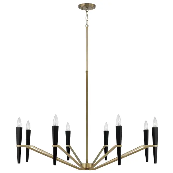 Enzo 8-Light Chandelier in Aged Brass and Black